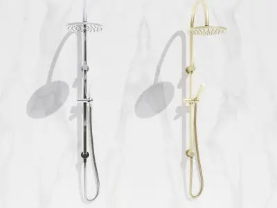 Shower head on marble wall 3D model