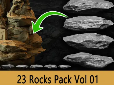 23 Rocks Pack Vol 01 Low-poly 3D model
