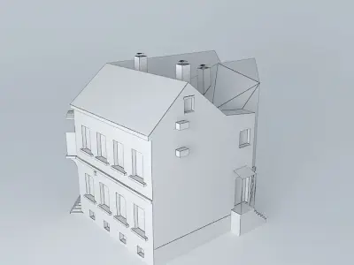 Old Corner House Exterior only Low-poly 3D model
