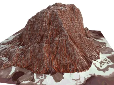 Red Snow ICE Mountain Canyon Desert Low Poly Terrain Rock 3 Low-poly 3D model