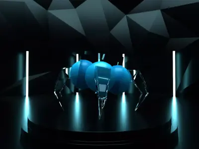 quad-bot spider robot Low-poly 3D model