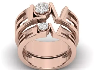 Couple Band Ring 3dm stl render detail  3D print model