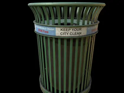Realistic NY Trash Can Low-poly 3D model