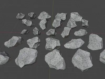 25 PCS Stone Pack in 18 Colors Low-poly 3D model