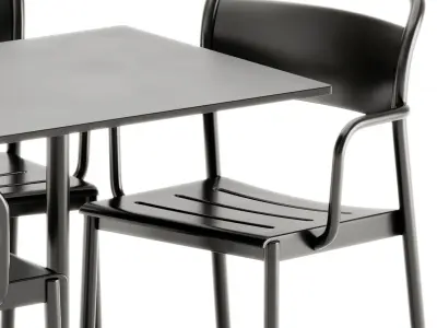 Muuto Linear Steel Armchair and Still Cafe Table Square 3D model