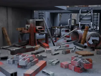 Abandoned Building Site - Environment 003 Low-poly 3D model