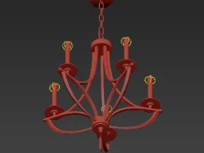 Bent 5 Light Crystal Chandelier 3D model