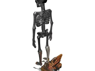 Steampunk Skeleton with Antique Box Low-poly 3D model