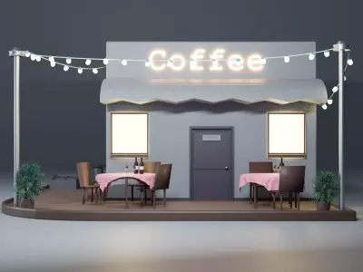 Cafe and terrace 3D model