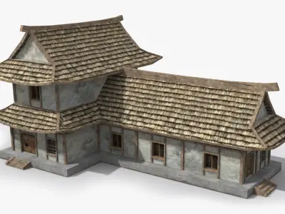 Ancient house x3 Low-poly 3D model