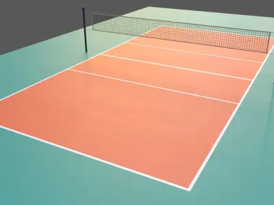 PBR Volleyball Court Floor and Net Low-poly 3D model