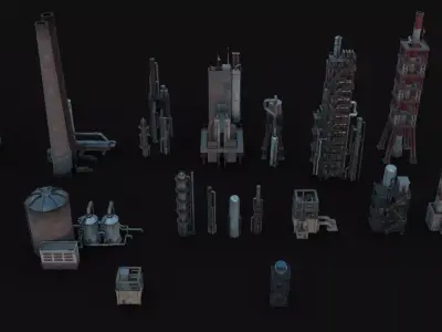 Industrial assets Low-poly 3D model