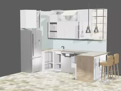 Kuchania refrigerator with glass door Low-poly 3D model