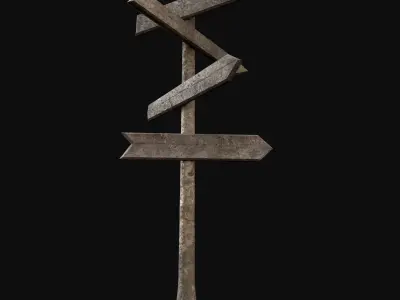 Next Gen AAA Wooden Road Sign - Customizable Low-poly 3D model