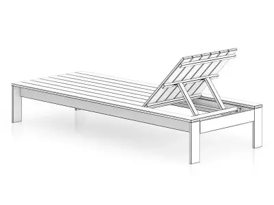 Wooden Sunbed 3D model