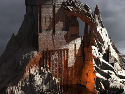Deep Cathedral Cliff range Kit bash 2 3D model