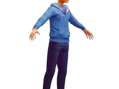 Cartoon Low Poly Style Man Avatar 002 3D Model Low-poly 3D model