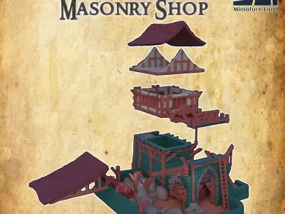 Medieval Masonry Shop Tabletop Terrain 28MM 3D print model 3D print model