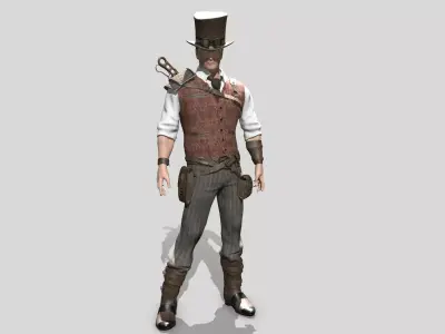 Steampunk Man Low-poly 3D model