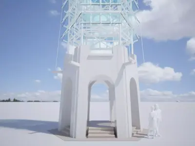 Hexagon Glass Observation Silk Road Tower 3D model