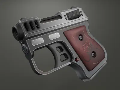 Stylized pistol with a rose Low-poly 3D model