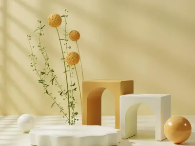 Instead of product placement with minimal style flowers 3D model
