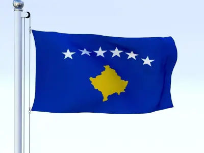 Animated Kosovo Flag Low-poly 3D model
