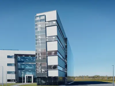 Modern Office Building with carpark Low-poly 3D model