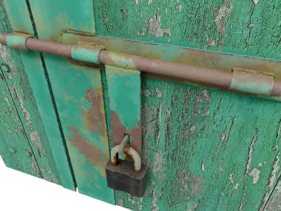 Wooden door latch   Low-poly 3D model