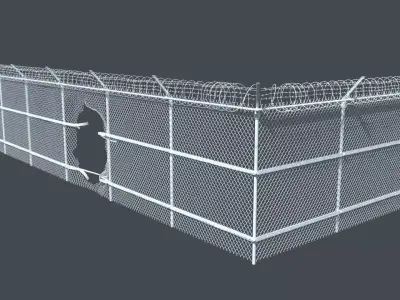 Modular Chain Link Fence High Poly  3D model