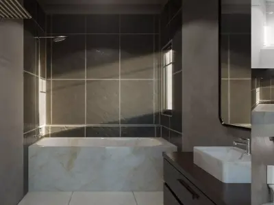 Minimalist design modern bathroom Low-poly 3D model
