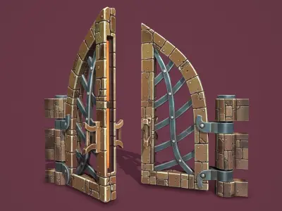 Fantasy door Low-poly 3D model