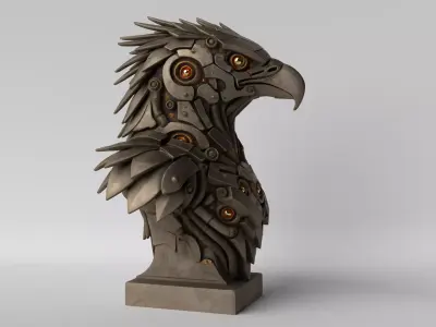 Cyber Eagle  Futuristic Mecha Bird Bust 3D print model