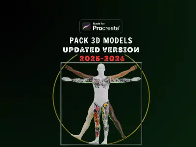 Ultimate 3D Tattoo Model Pack for Procreate   Male Female  Low-poly 3D model