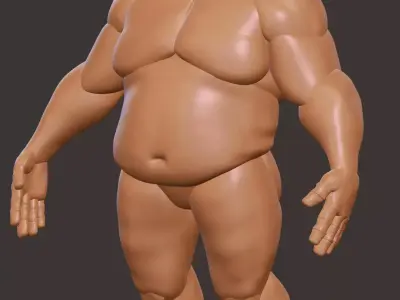 Stilized fat man Low-poly 3D model