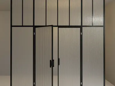 Glass partition door 87 Low-poly 3D model