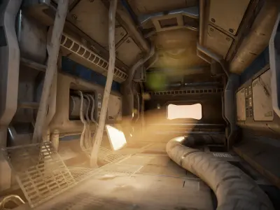 Sci-Fi Hallway Modular Kit Low-poly 3D model