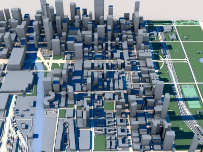 Part of Chicago 3D Model Downtown Chicago Skyline 02 3D model