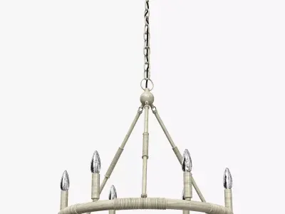 Round bamboo ceiling candles chandelier mansion style 3D model