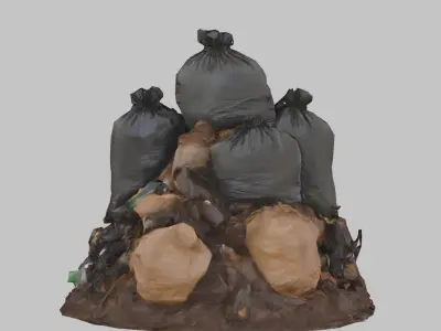 Trash Pile Garbage Bags Low-poly 3D model