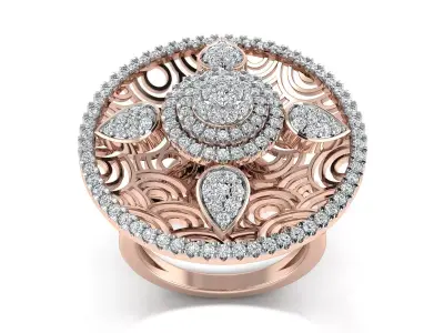 Light Weight Rose Gold Diamond Ring  -EZ R-219 3D print model