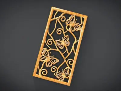 Window ventilation ornaments with Butterfly motifs Low-poly 3D model