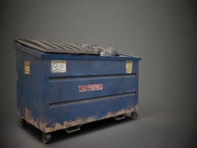 Dumpster and Garbage Bags Low-poly 3D model Low-poly 3D model