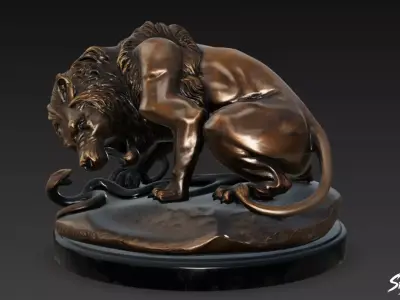 Lion Statue V49 Low-poly 3D model