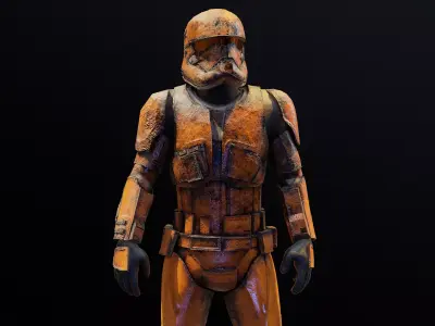 Desert Trooper RIGGED Low-poly 3D model