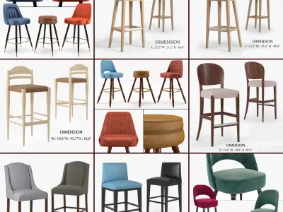 22 Bar stool sets 01  Low-poly 3D model