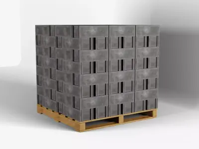 Wooden Pallet with Bricks 4 3D model