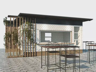 Small cafe Low-poly 3D model