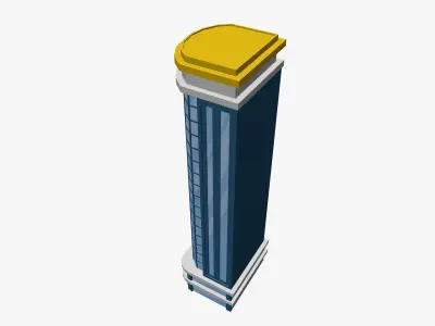 Cartoon skyscraper building 3 Low-poly 3D model