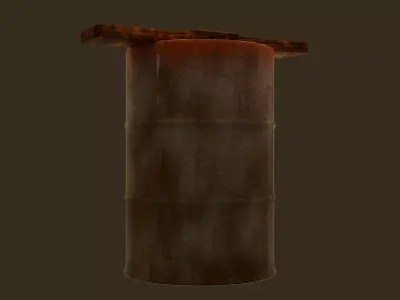 Rusty Metal Barrel with Wooden Planks Game Ready PBR 3D Model Low-poly 3D model